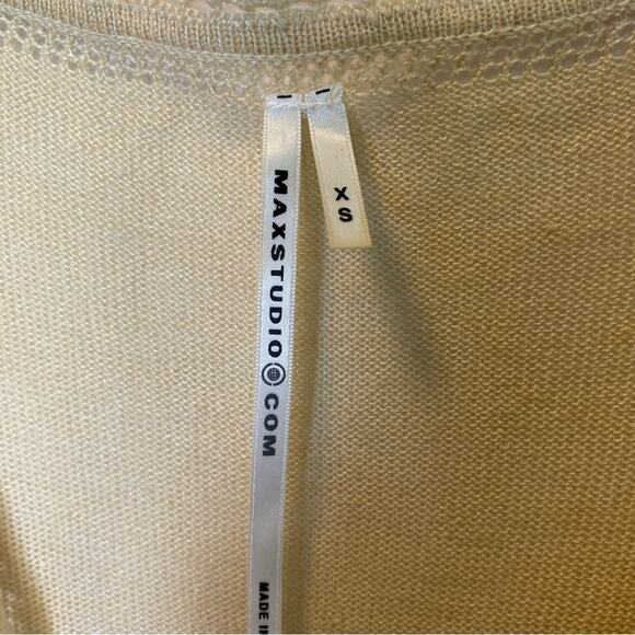 Max Studio Women's Knit Duster Cardigan Sweater XS Cream Lightweight Tie Front - Picture 5 of 8